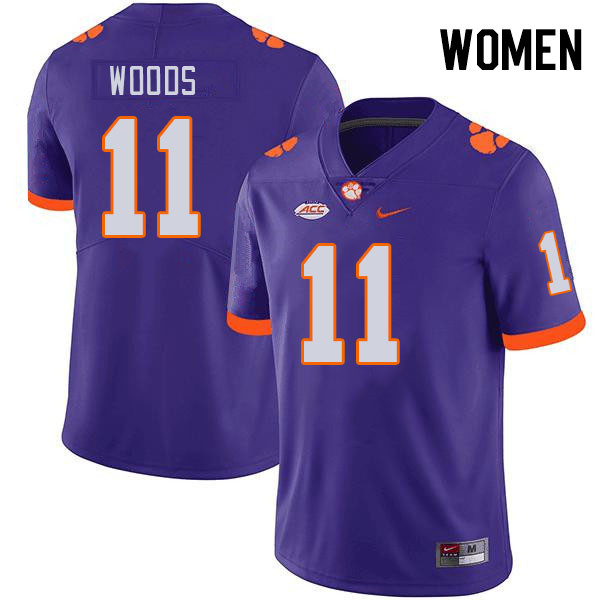 Women #11 Peter Woods Clemson Tigers College Football Jerseys Stitched-Purple